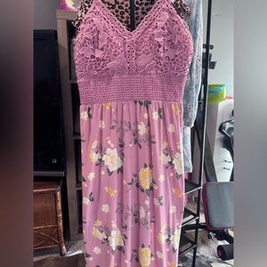 Brand New Floral Lace Pink Maxi Dress